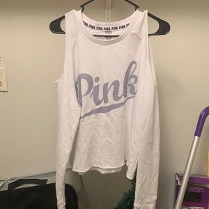 Victorias Secret/Pink , white, cut choulder long sleeve.